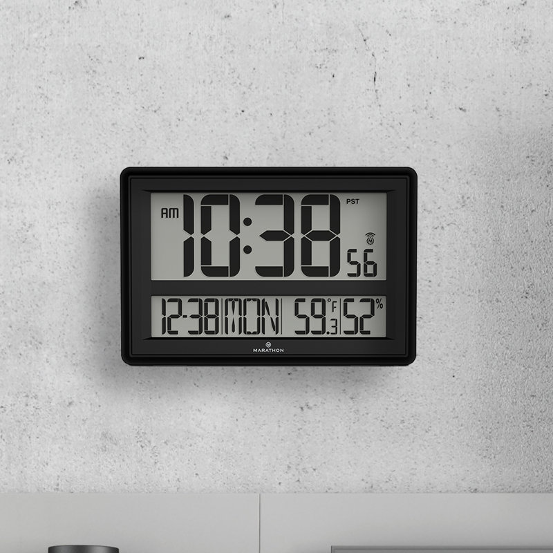 Marathon Watch Company Jumbo Atomic Wall Clock with Table Stand